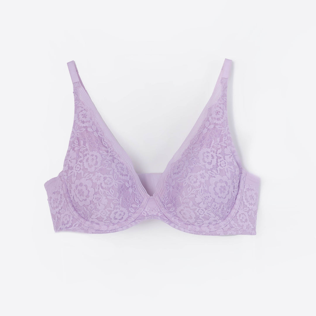 Sustainable Herbafoam???Ad Grid???Full Coverage Lightly Lined Lace Bra Bra Her Own Words Fair Orchid 75B 