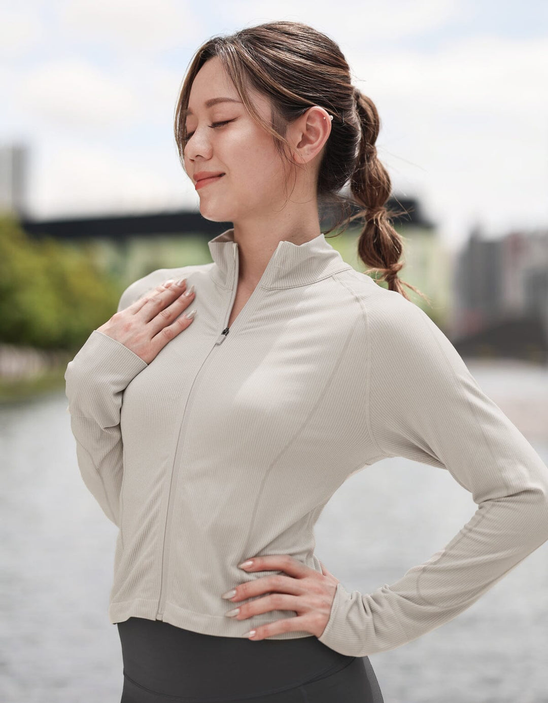 Seamless Knit Ribbed Slim Fit Cropped Jacket Jacket Her own words SPORTS 