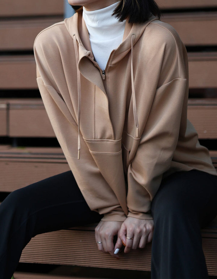 COZY Long Sleeve Half Zip Hoodie Long Sleeve Her own words SPORTS 