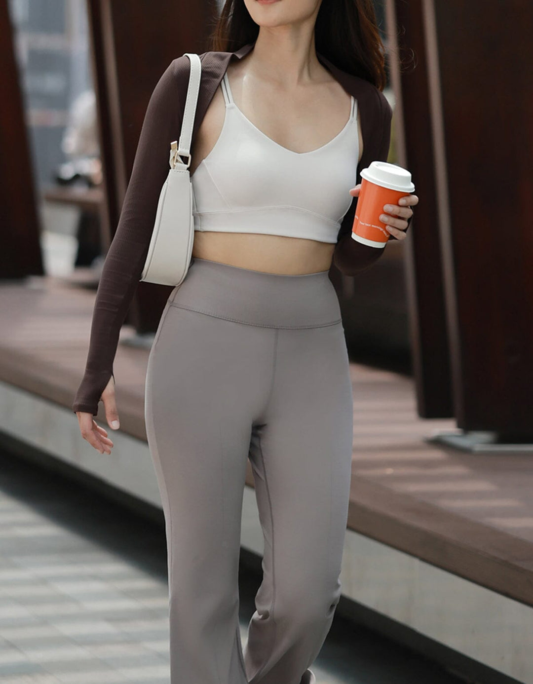 Ribbed UV Protection Long Sleeve Yoga Crop Jacket Crop Top Her own words SPORTS 