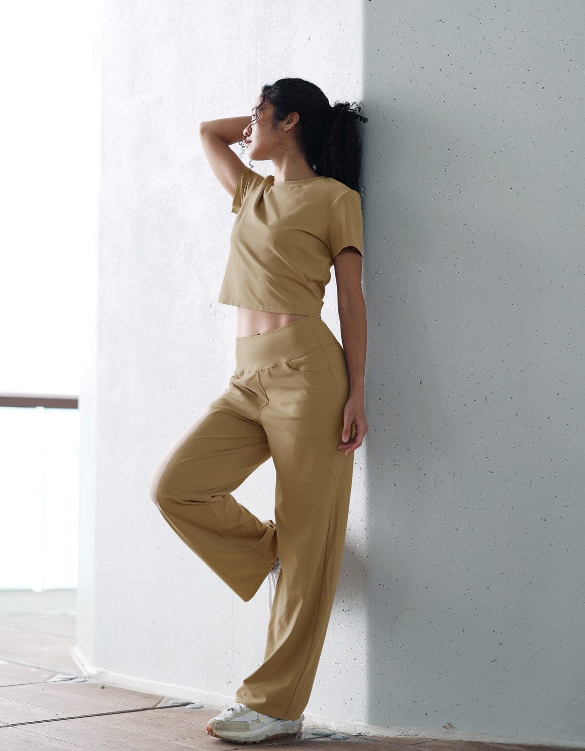 HOW-EFFORTLESS UV Protection High Waist Straight Leg Full Length Pants Pants Her own words SPORTS