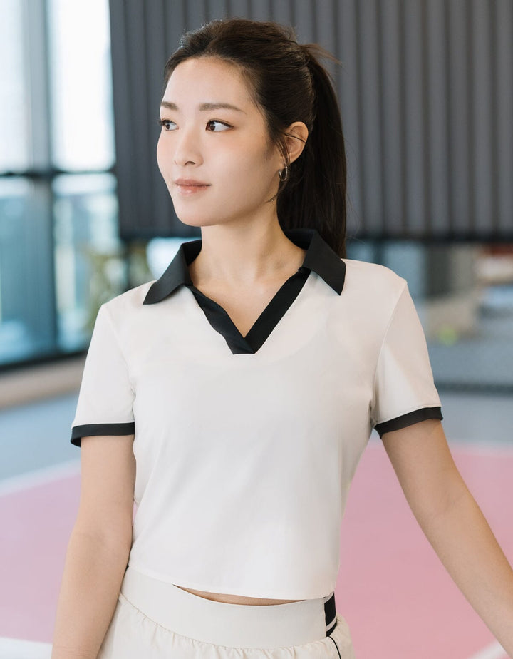 FLOAT Polo Slim Fit Contrast Crop Short Sleeve Short Sleeve Her own words SPORTS 