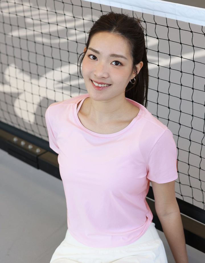 HOW-AIRY Slim-fit Ribbed Breathable Crop Short Sleeve Short Sleeve Her own words SPORTS 