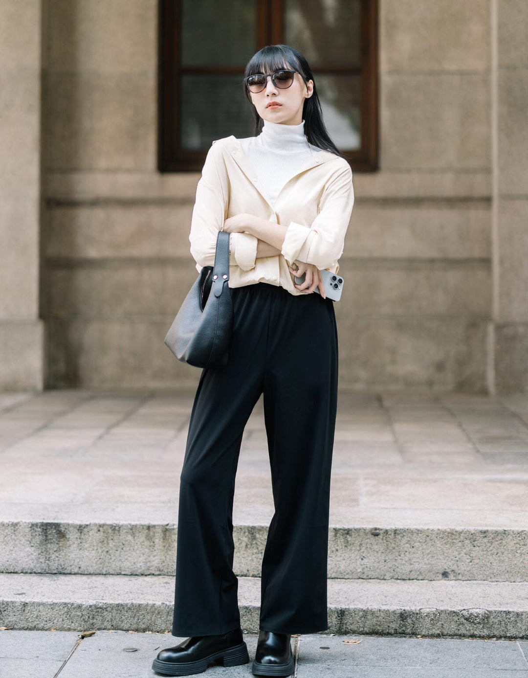 HOW-STAYDRY High Waist Cool Touch Straight Leg Ankle Pants Wide Leg Her own words SPORTS 