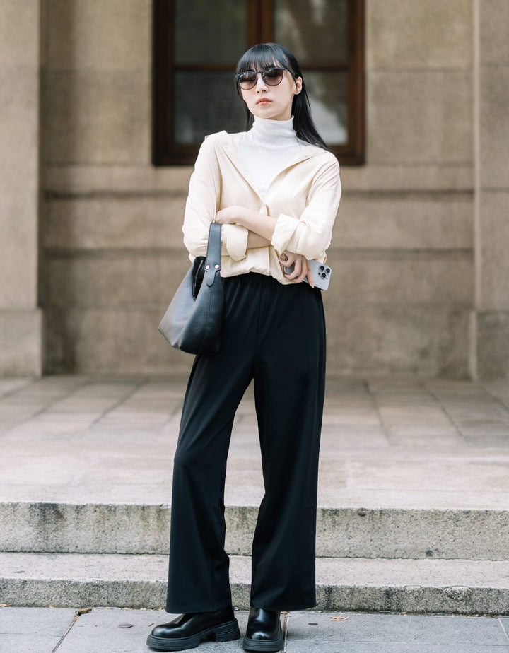 HOW-STAYDRY High Waist Cool Touch Straight Leg Ankle Pants Wide Leg Her own words SPORTS 