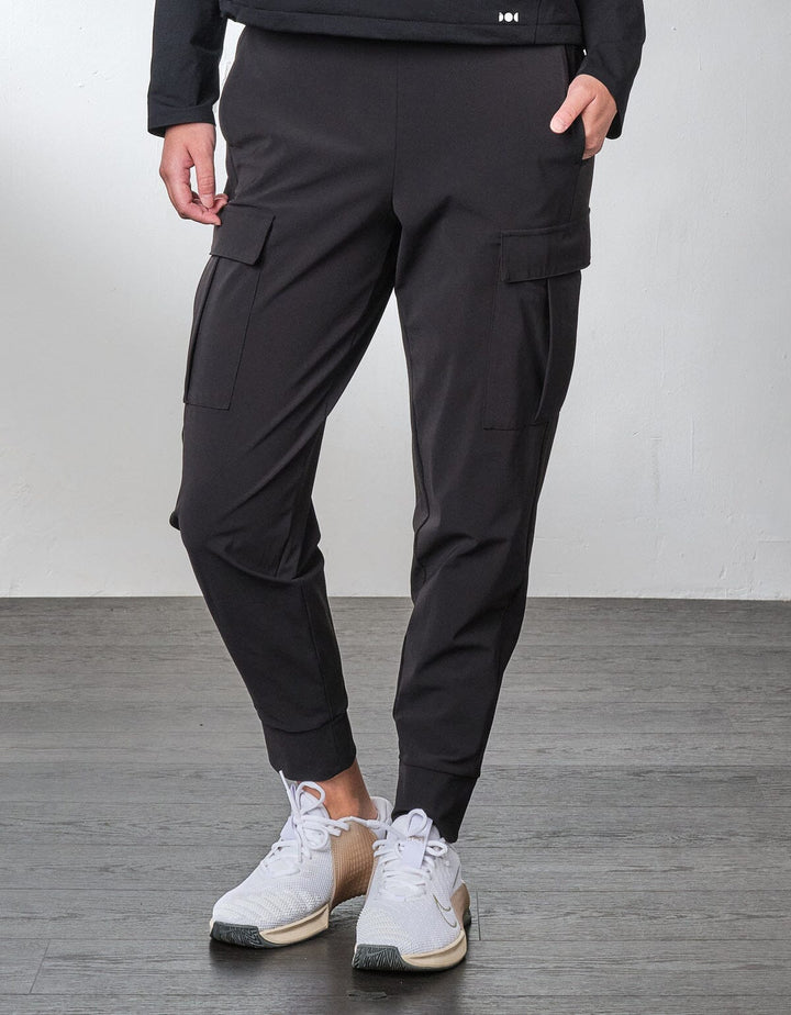 (No Photo) HOW-STAYDRY Mid Waist Full Length Quick Dry Cargo Jogger Jogger Her own words SPORTS Black XS 