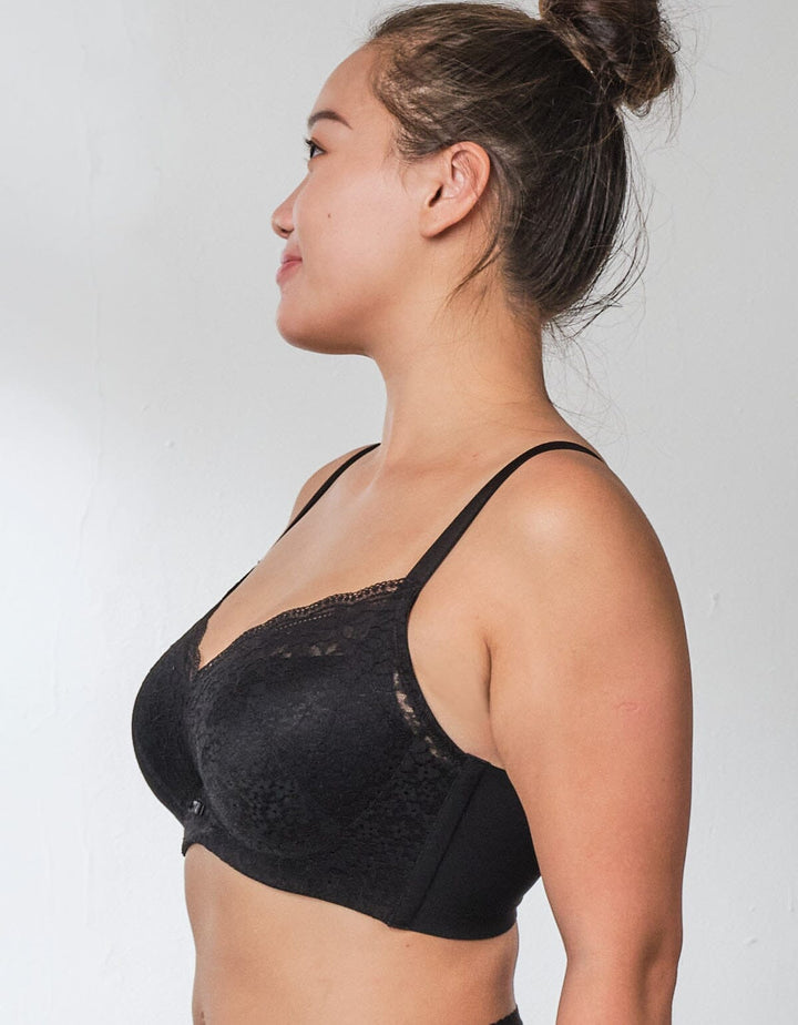 SOLUTION Mega Easy Fit REsiltech??? Wing Non Wired Lightly Lined Full Coverage Bra Bra Her own words Black 80C 