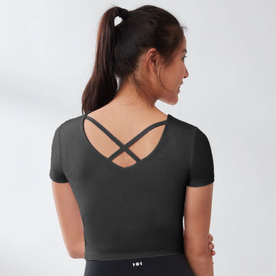 Effortless Yoga Low Impact Padded Short Sleeve Crop Top Tops Her own words SPORTS 