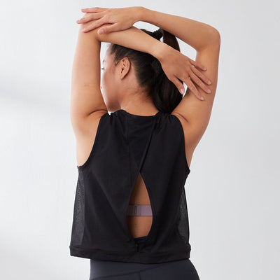 Aqua Quick Dry Mesh Crop Top Tops Her own words SPORTS Black XS 