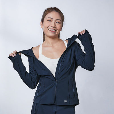 HOW- STAYDRY UV Protection Cool Touch Quick Dry Running Jacket Tops Her own words SPORTS Navy Blazer XS 