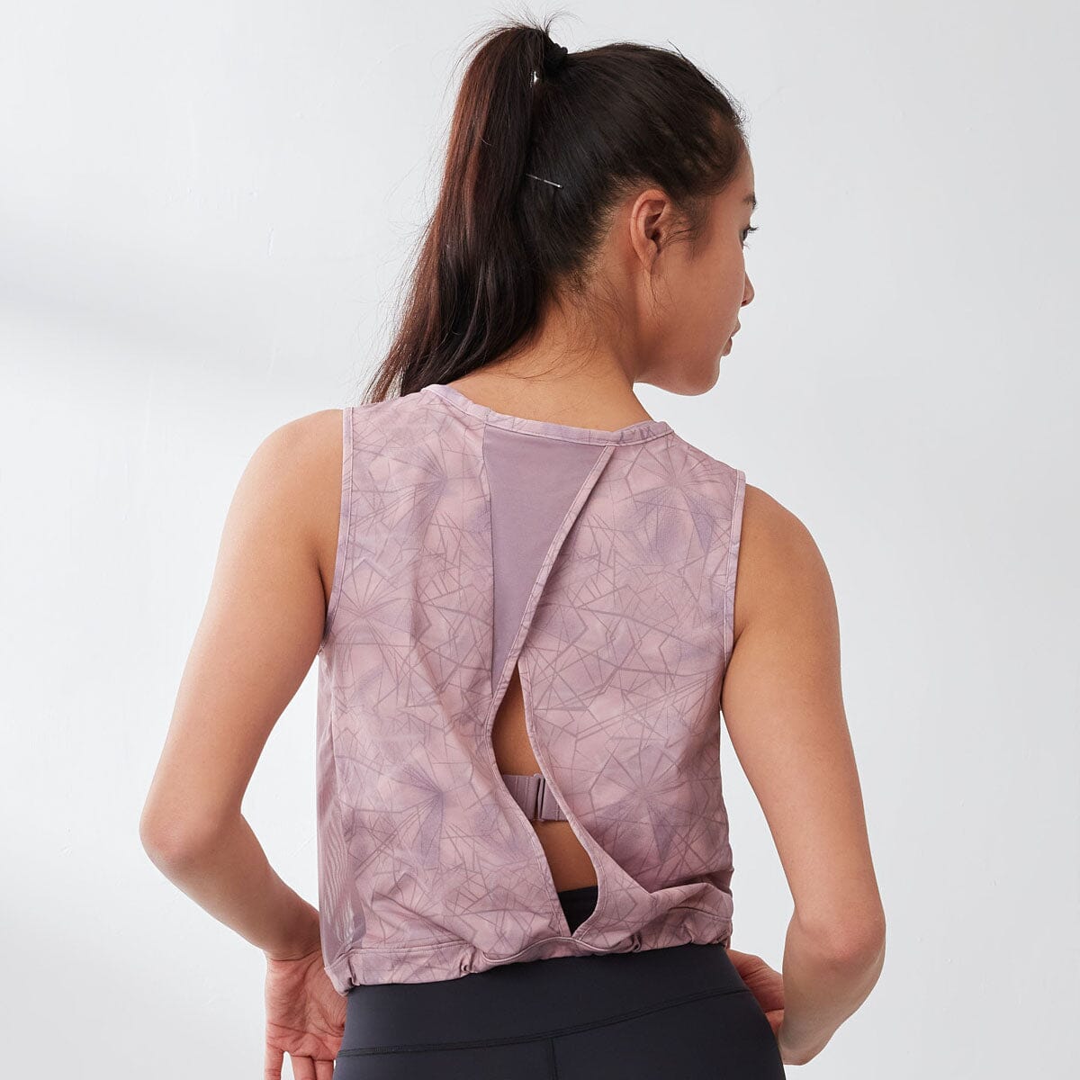 Aqua Quick Dry Mesh Crop Top Tops Her own words SPORTS Geo in Pale Mauve x Nirvana XS 