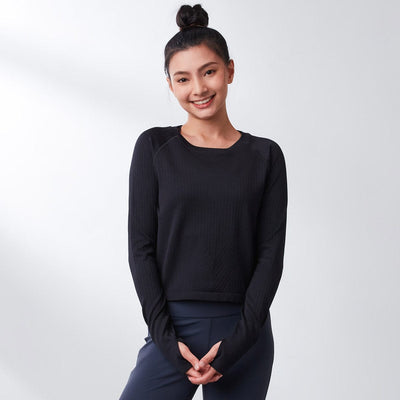 Sustainable Seamless Knit Slim Fit Long Sleeve Crop Top Tops Her own words SPORTS 