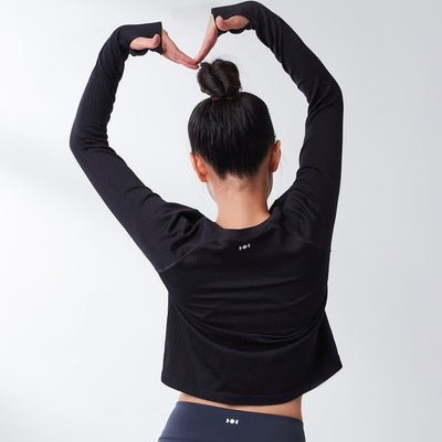 Sustainable Seamless Knit Slim Fit Long Sleeve Crop Top Tops Her own words SPORTS 