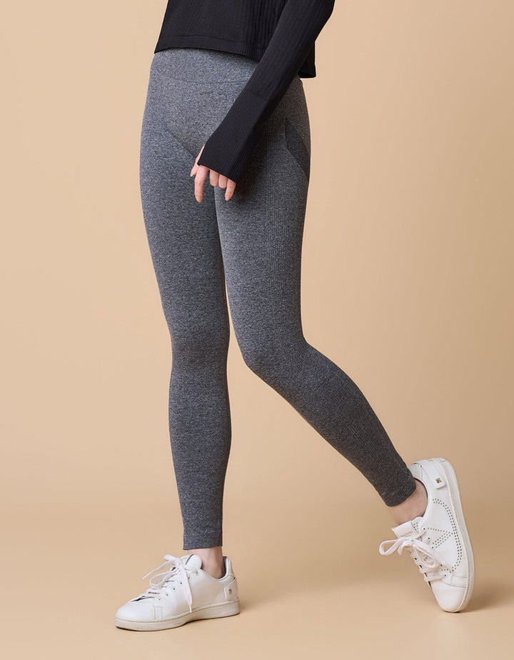 Knit High Waist Cropped Petite Sports Leggings Leggings Her own words SPORTS Black Heather S 