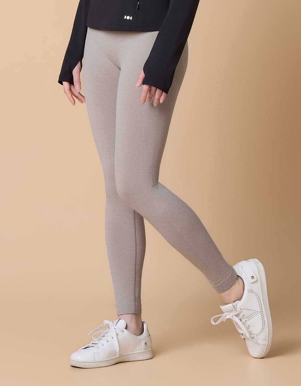 Knit High Waist Cropped Petite Sports Leggings Leggings Her own words SPORTS Desert Heather S 