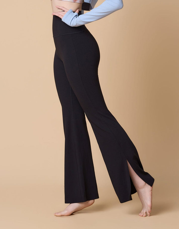 HOW-EFFORTLESS High Waist Kick Flare Full Length Leggings Flare Her own words SPORTS Black XS 