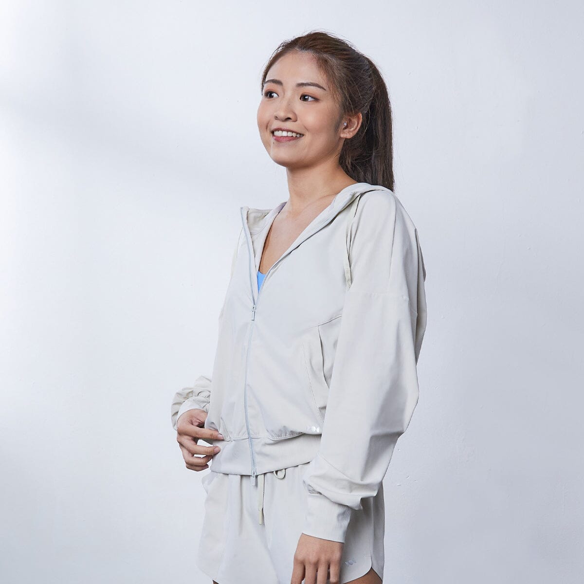 HOW- STAYDRY UV Protection Cool Touch Quick Dry Running Jacket Tops Her own words SPORTS Dark White Asparagus S