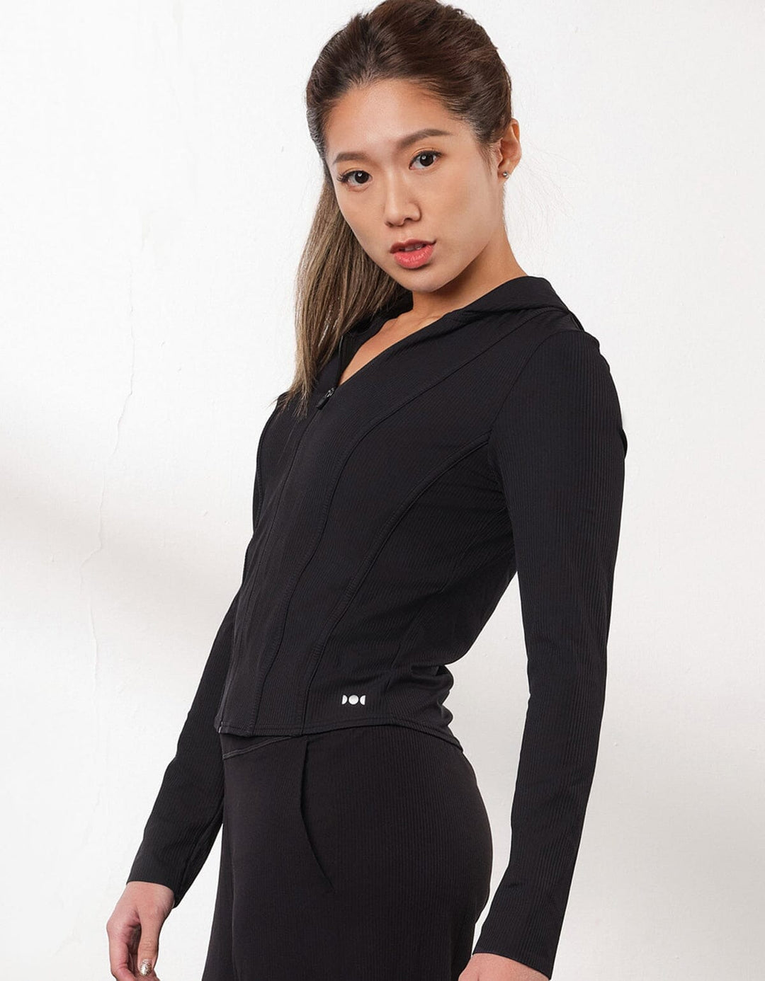 Ribbed UV Protection Long Sleeve Cropped Jacket Tops Her own words SPORTS Black S 