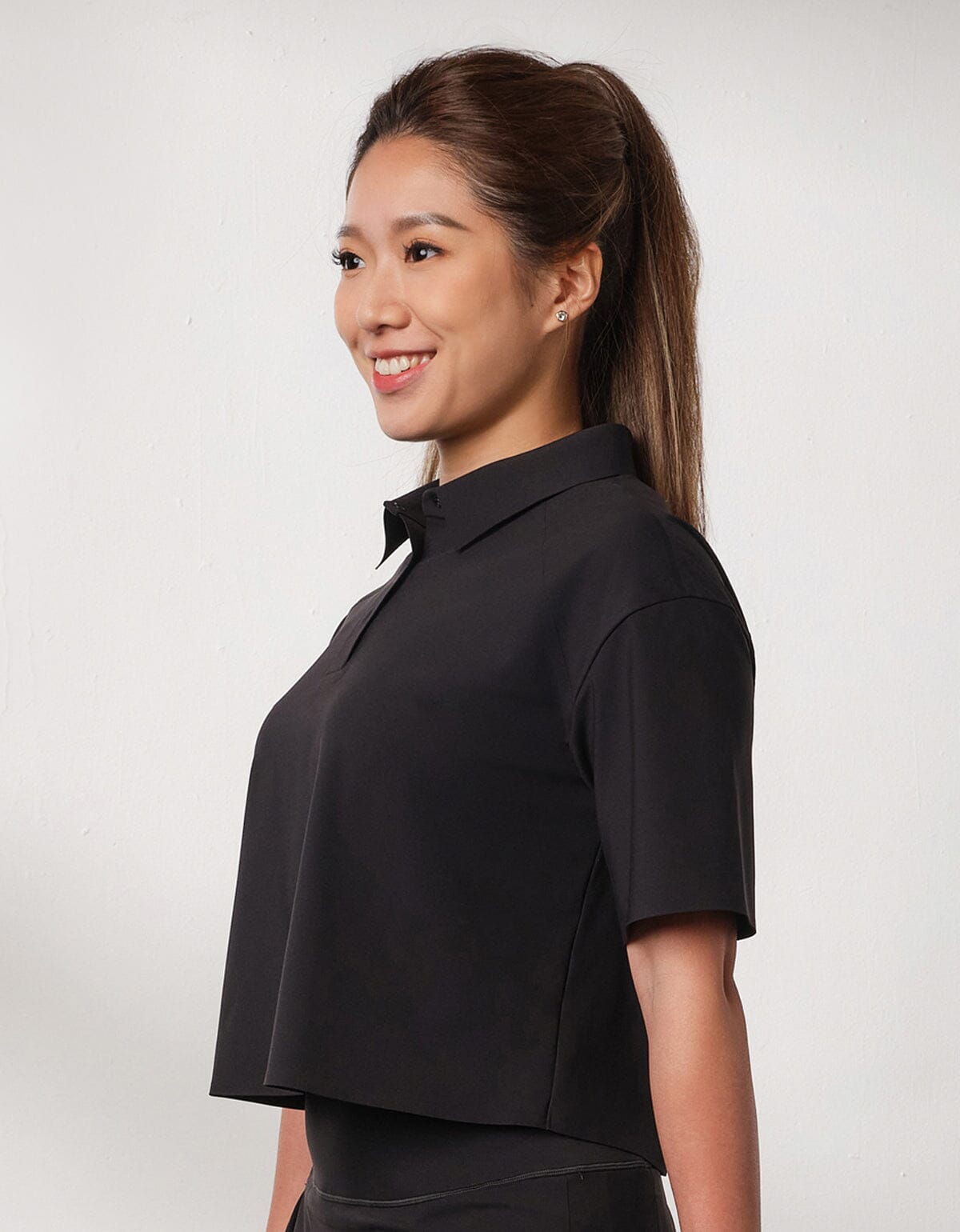 FLOAT UV Protection Short Sleeve Polo Crop Top Tops Her own words SPORTS Black S 