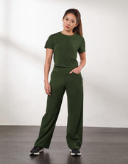 HOW- EFFORTLESS Slim Fit Yoga Short Sleeve Cross Crop Top Tops Her own words SPORTS