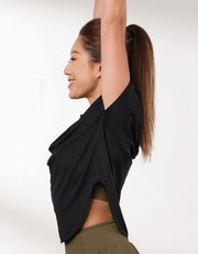 AQUA Quick Dry Mesh Crop Top Tops Her own words SPORTS Black M