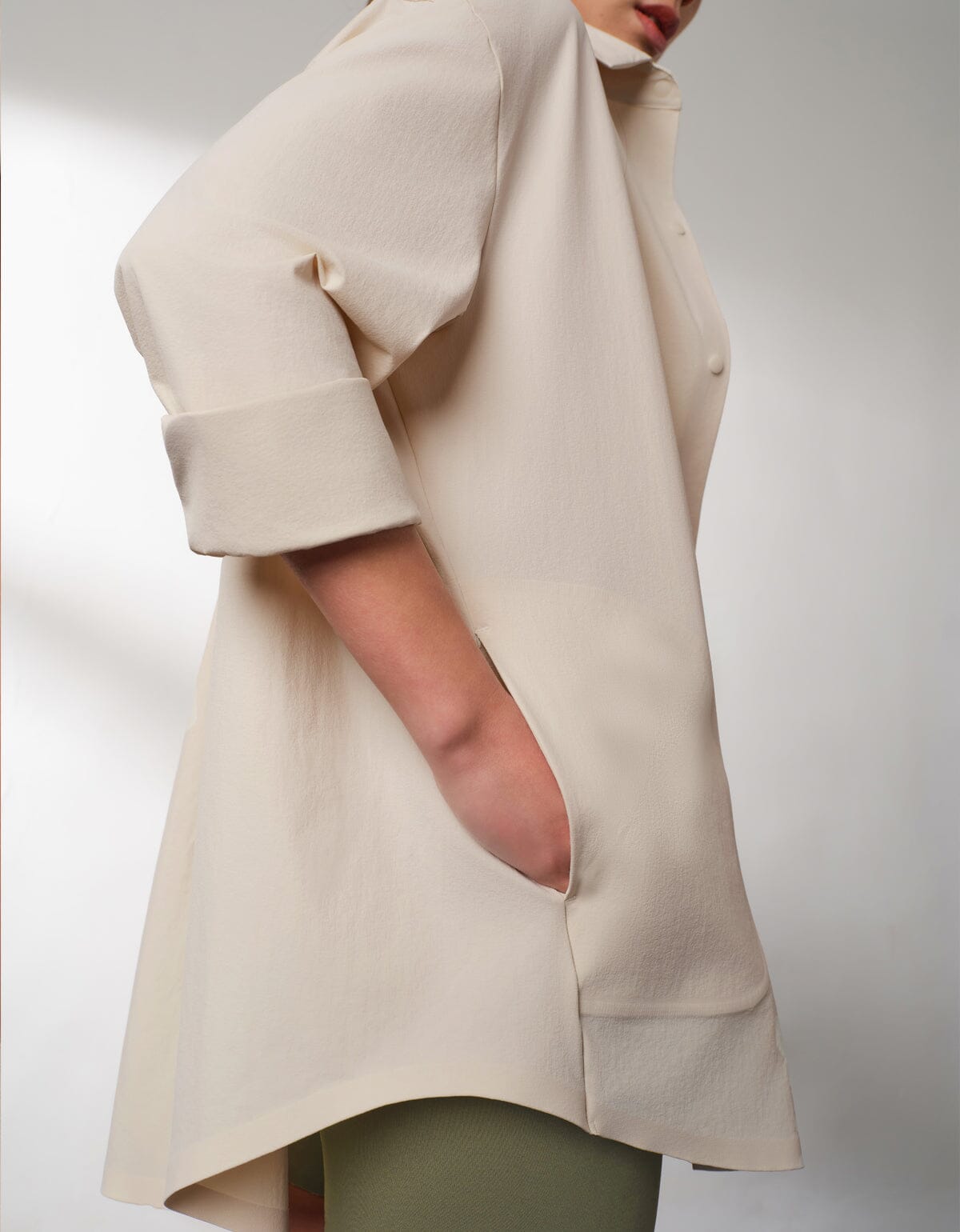 HOW- STAYDRY Iron-free breathable shirt Tops Her own words SPORTS Dark White Sand S 