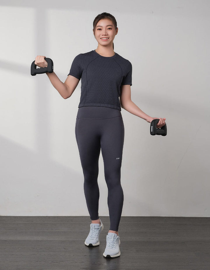 Seamless Knit Ribbed Slim Fit Crop Short Sleeve Crop Top Her own words SPORTS 