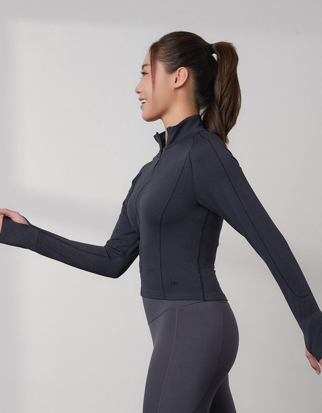 Seamless Knit Ribbed Slim Fit Cropped Jacket Jacket Her own words SPORTS Night Sky x Turbulence S 