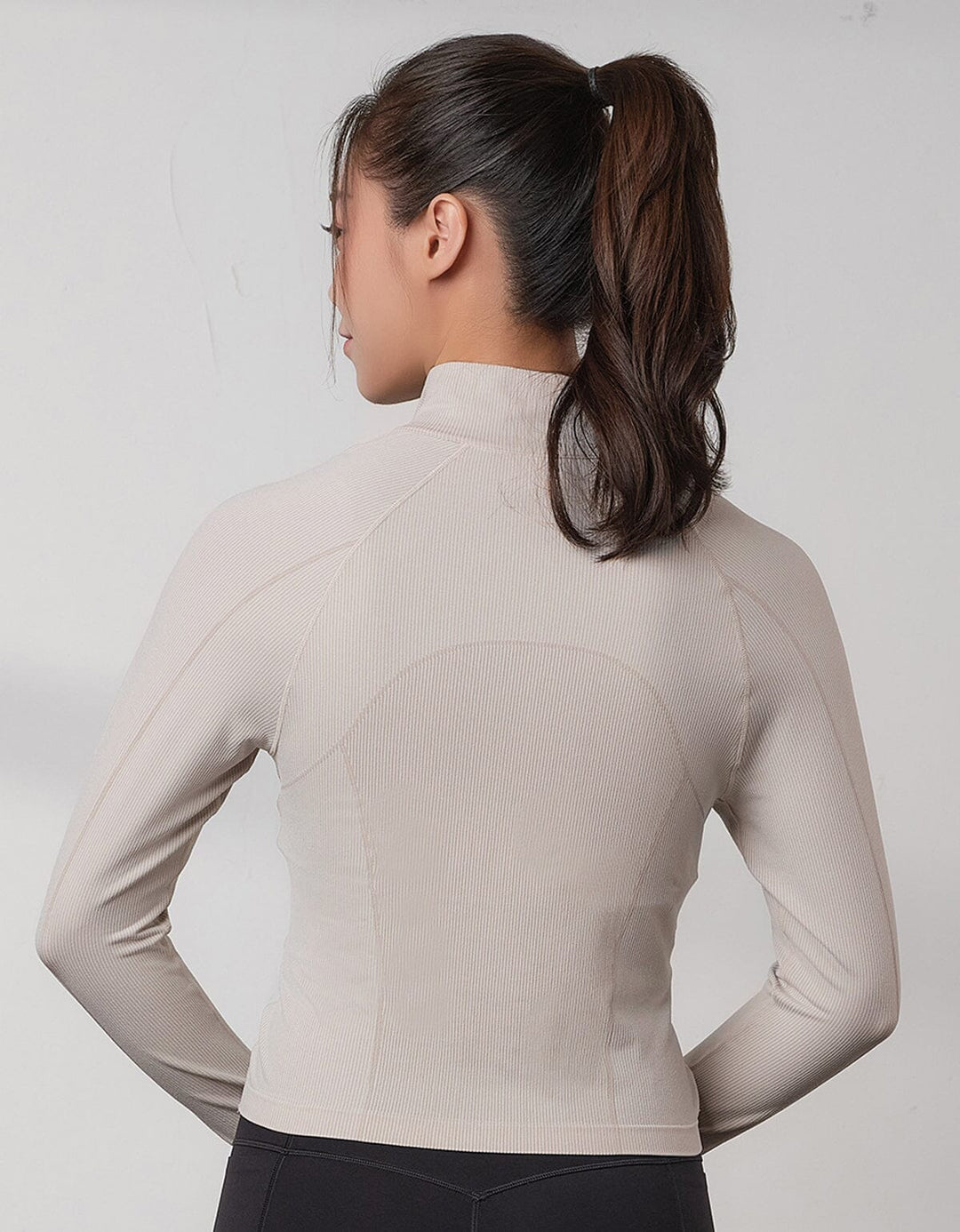 Seamless Knit Ribbed Slim Fit Cropped Jacket Jacket Her own words SPORTS Ashes of Roses x Bright White S 