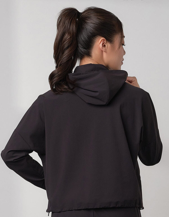 HOW-STAYDRY Half Zip Hoodie Long Sleeve Her own words SPORTS Black S 