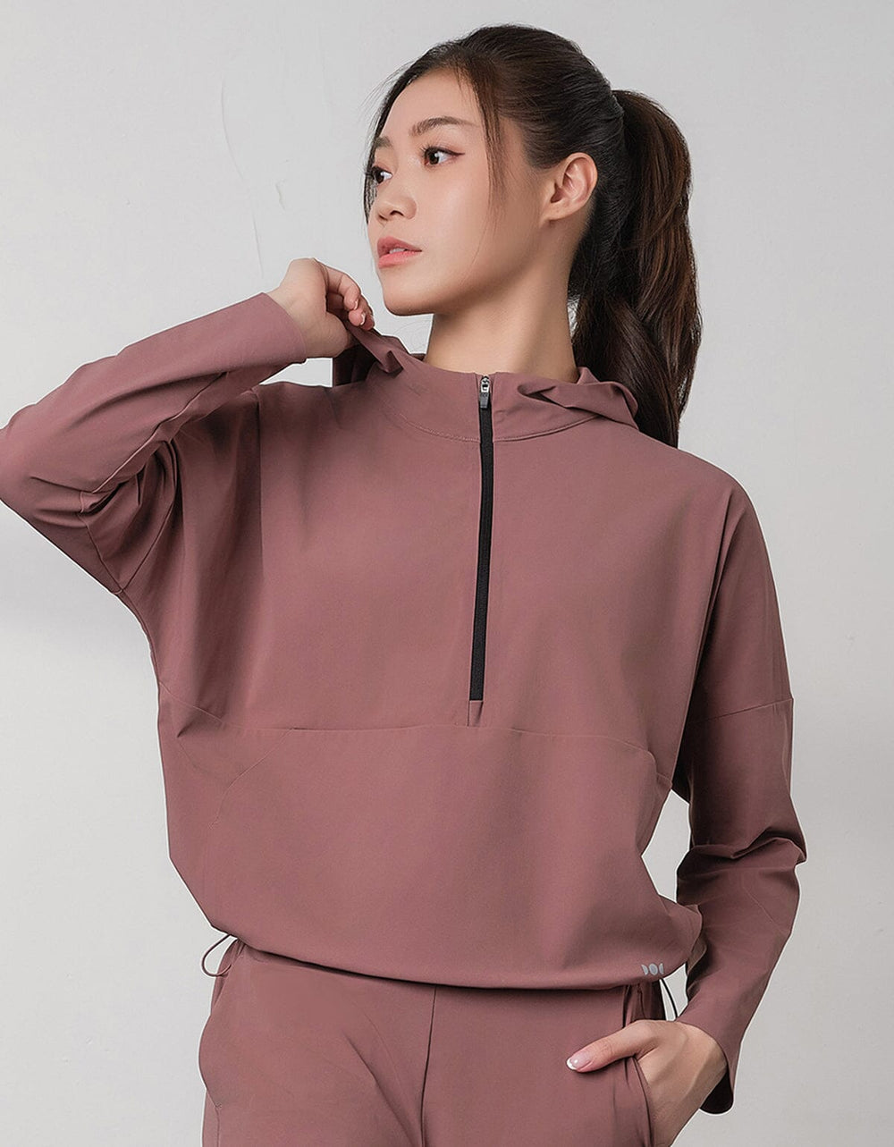 HOW-STAYDRY Half Zip Hoodie Long Sleeve Her own words SPORTS 