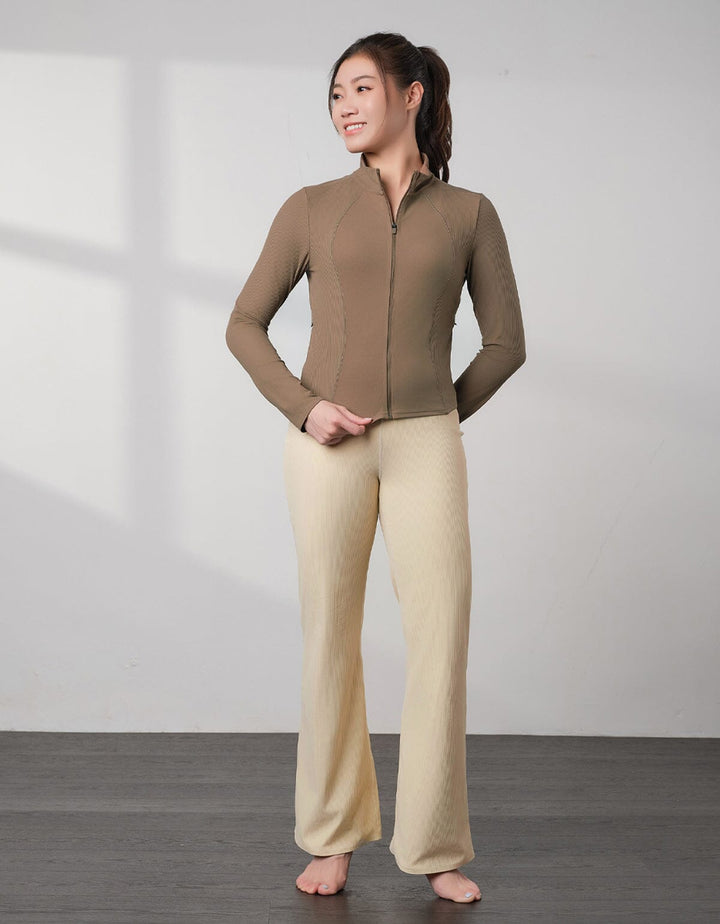 HOW-EFFORTLESS Mixed Fabric Slim Fit Jacket Tops Her own words SPORTS 