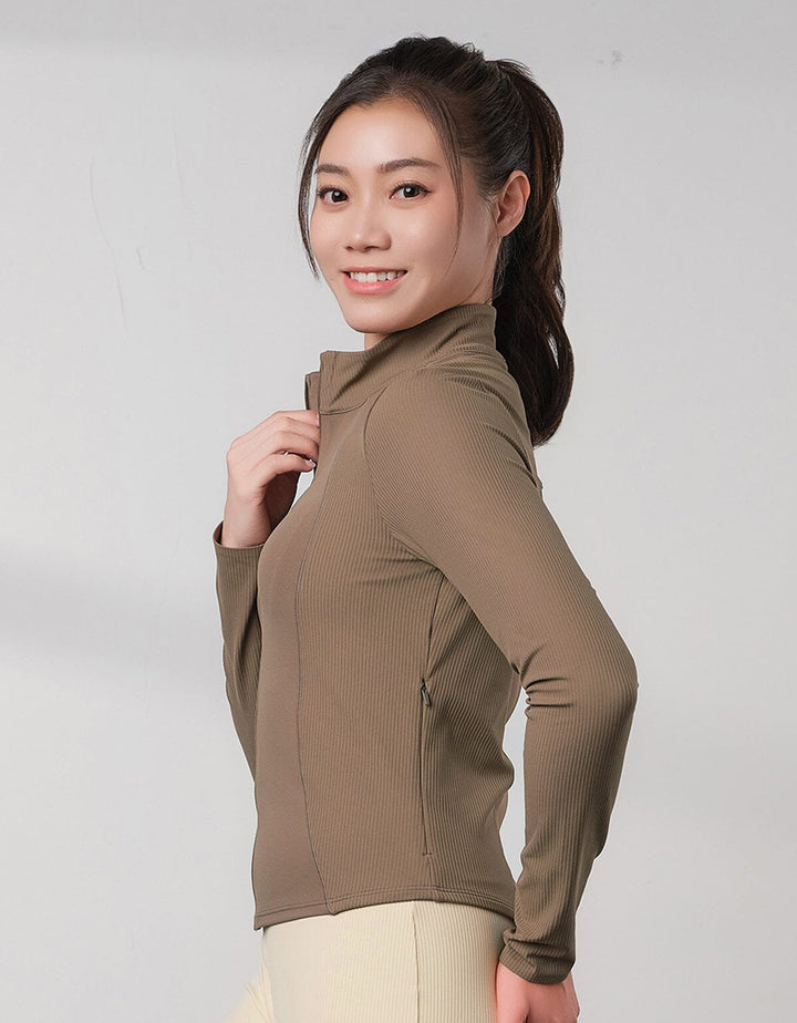 HOW-EFFORTLESS Mixed Fabric Slim Fit Jacket Tops Her own words SPORTS 