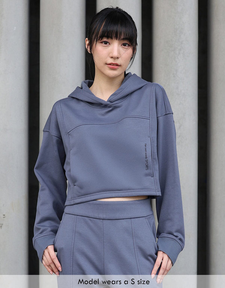 French Terry Cropped Hoodie Long Sleeve Her own words SPORTS 