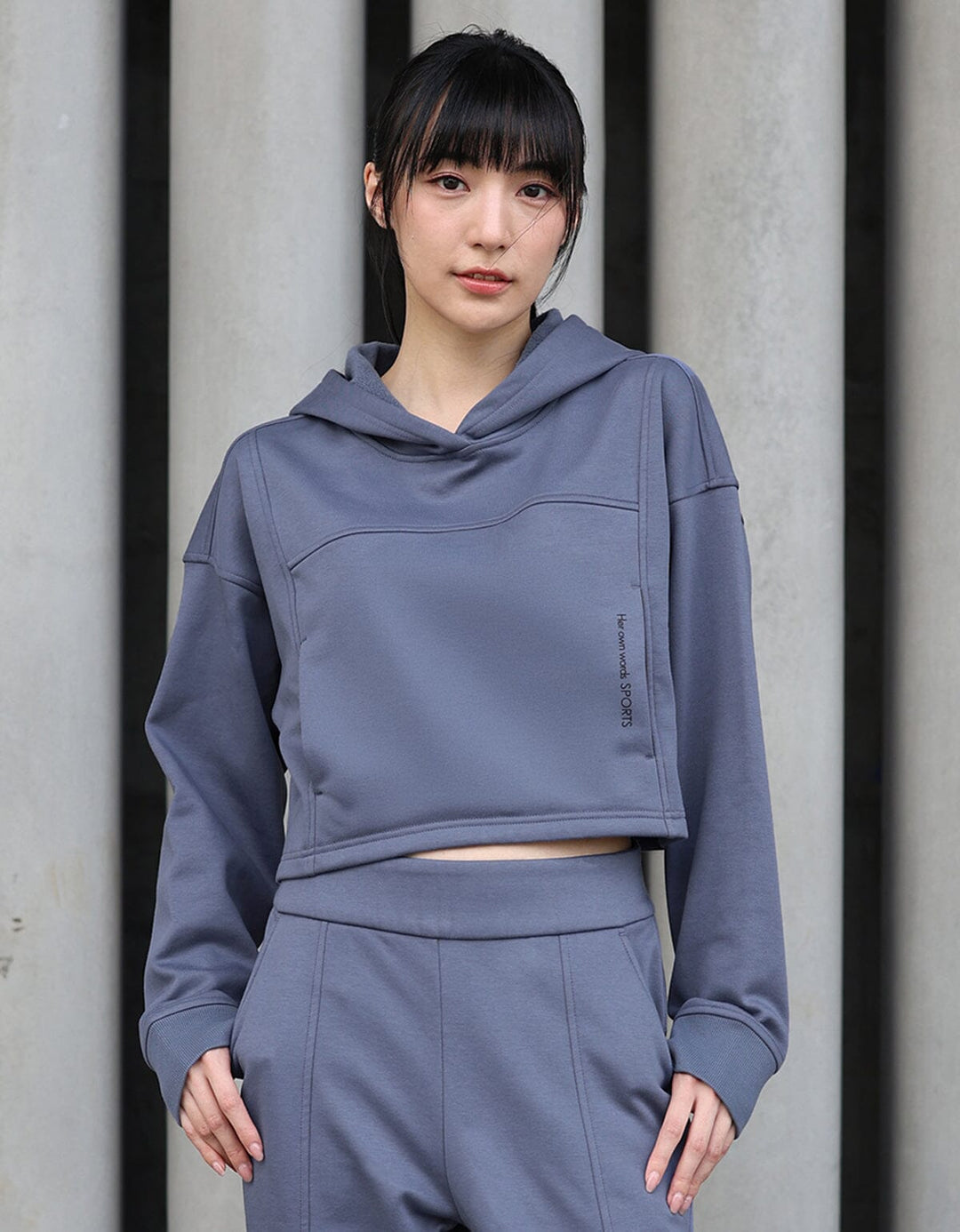 French Terry Cropped Hoodie Long Sleeve Her own words SPORTS 