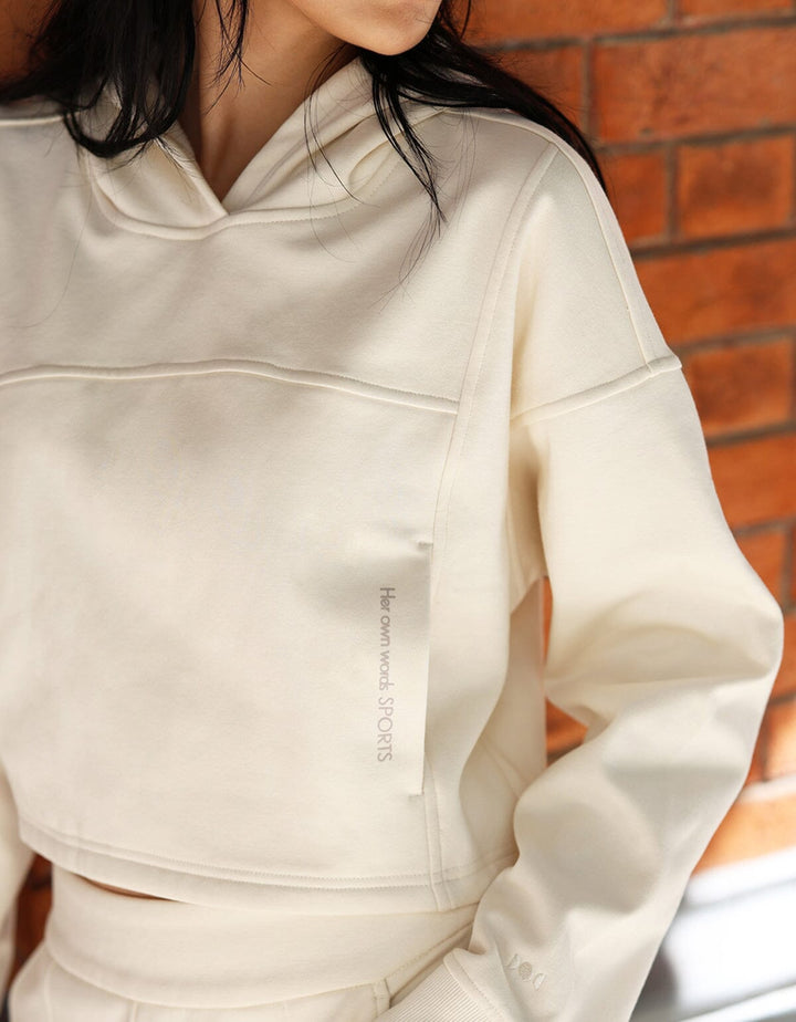 French Terry Cropped Hoodie Long Sleeve Her own words SPORTS 