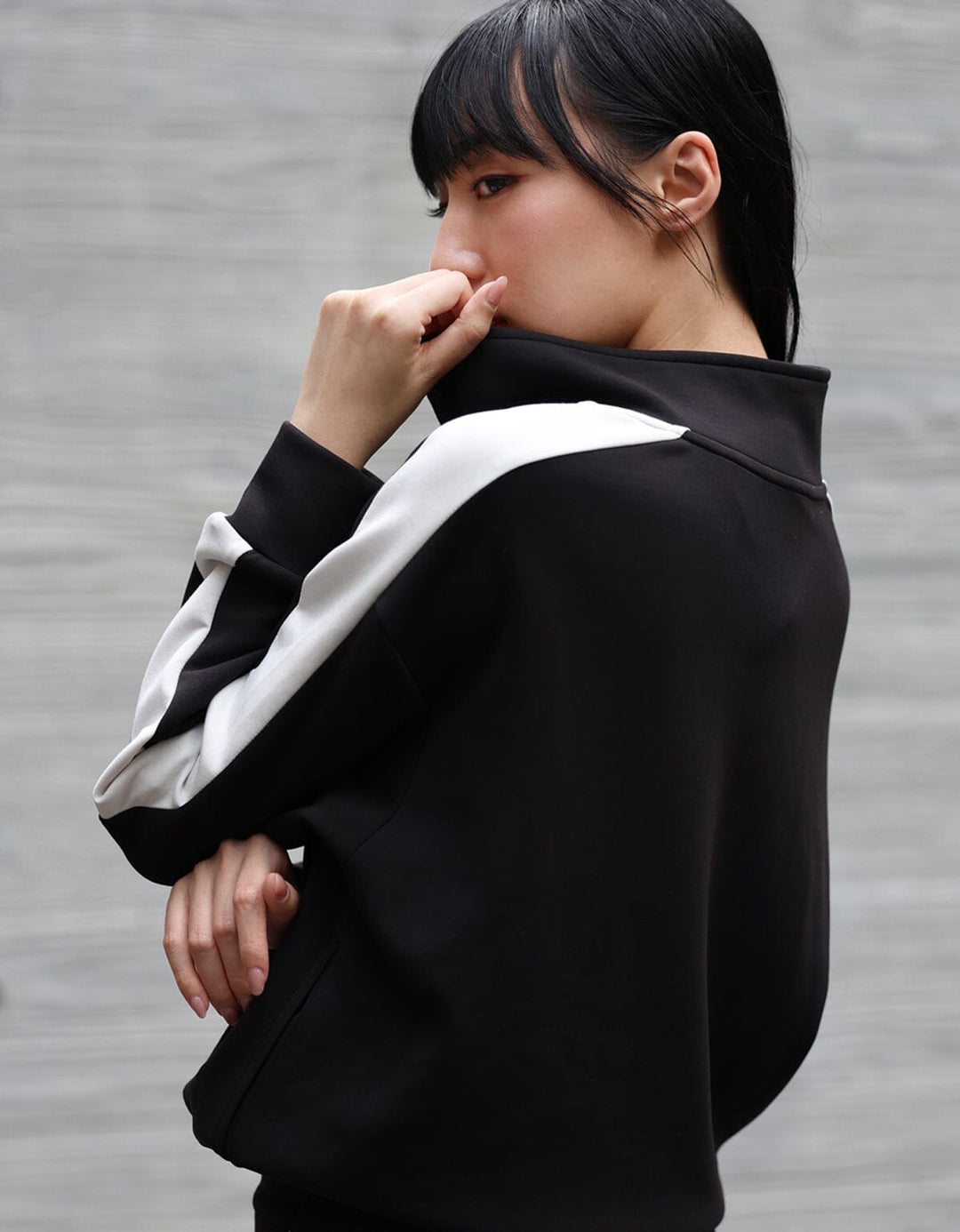 Long Sleeve Half Zipp Pullover Long Sleeve Her own words SPORTS Black x New High Rise S 