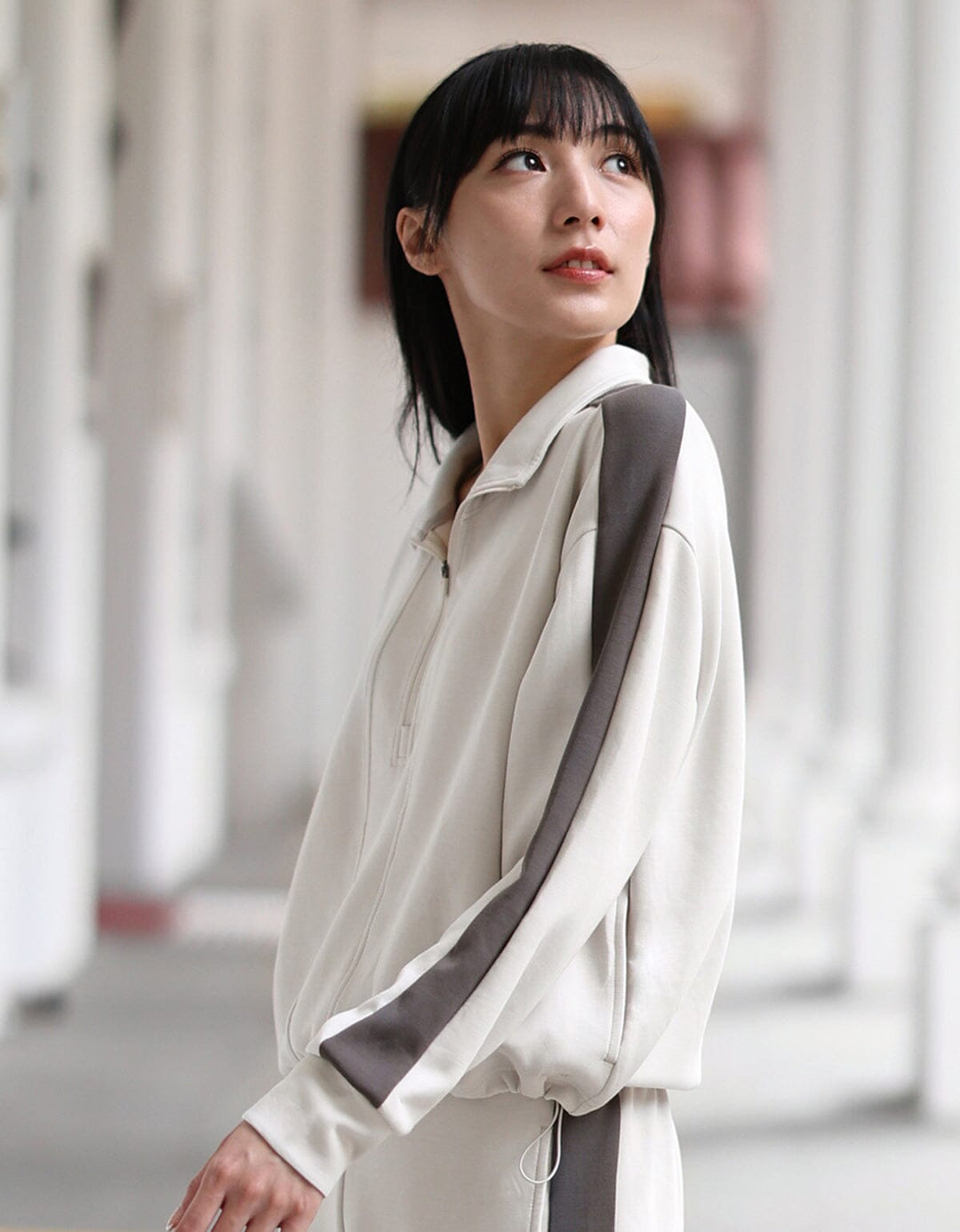 Long Sleeve Half Zipp Pullover Long Sleeve Her own words SPORTS New High Rise x Magnet Grey S 