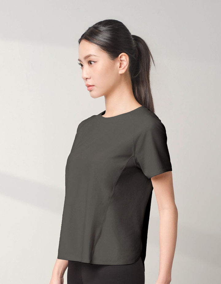 HOW-EFFORTLESS Regular Short Sleeve Short Sleeve Her own words SPORTS Dark Gull Gray S 