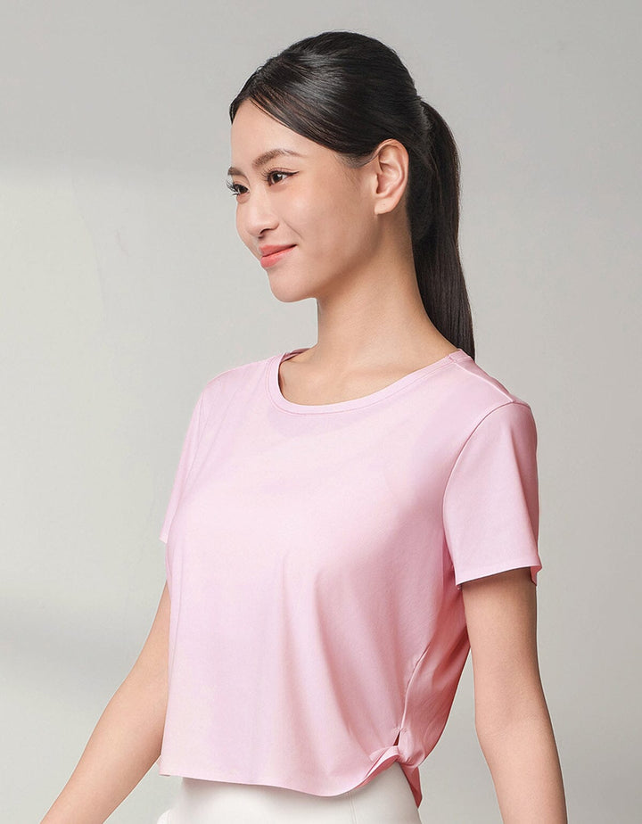 HOW-AIRY Slim-fit Ribbed Breathable Crop Short Sleeve Short Sleeve Her own words SPORTS 