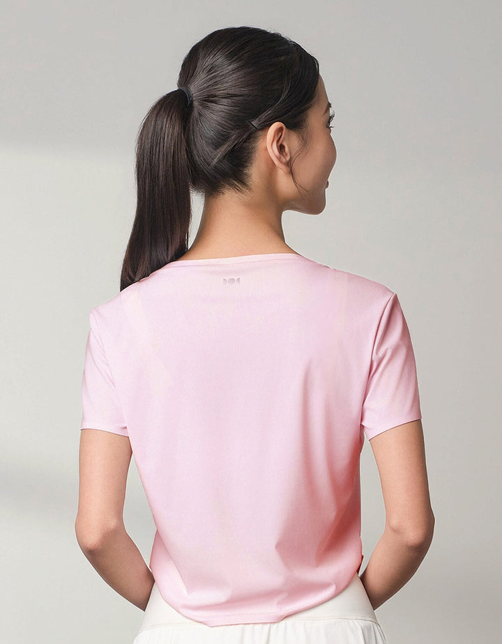 HOW-AIRY Slim-fit Ribbed Breathable Crop Short Sleeve Short Sleeve Her own words SPORTS 