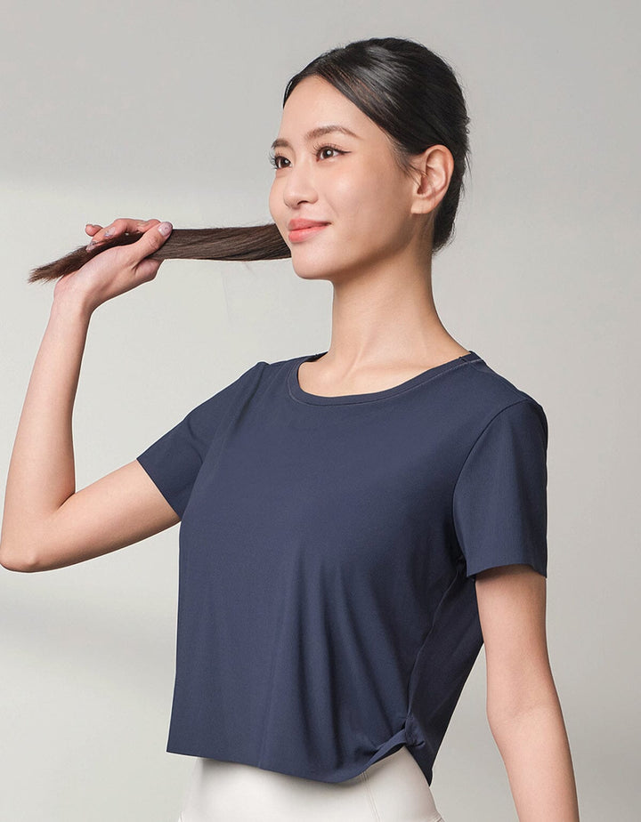 HOW-AIRY Slim-fit Ribbed Breathable Crop Short Sleeve Short Sleeve Her own words SPORTS 