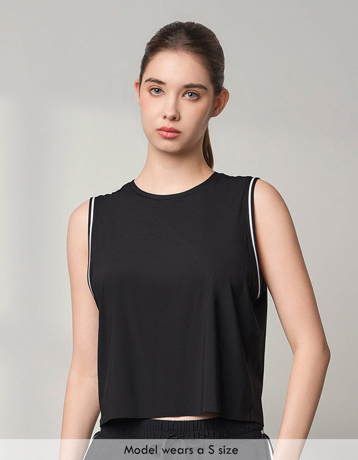 HOW-AIRY Ribbed Contrast Color Elastic Tank Top Tops Her own words SPORTS 