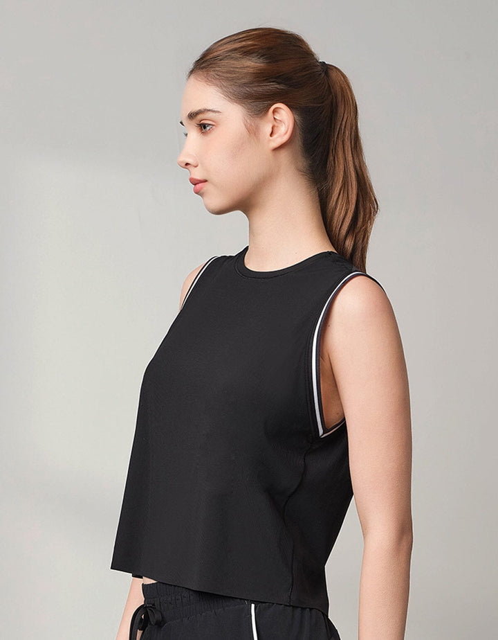 HOW-AIRY Ribbed Contrast Color Elastic Tank Top Tops Her own words SPORTS 