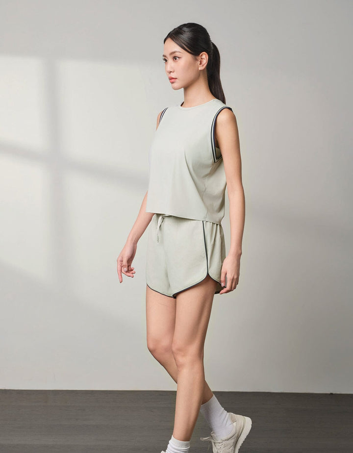 HOW-AIRY Ribbed Contrast Color Elastic Tank Top Tops Her own words SPORTS 