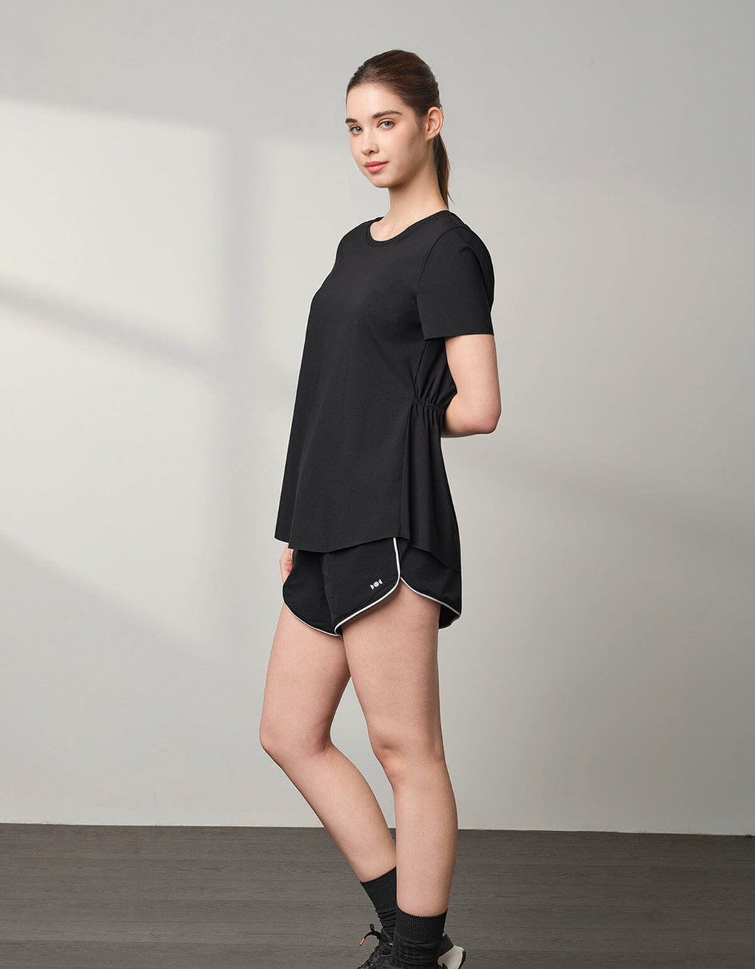 HOW-AIRY Ribbed Short Sleeve Tops Her own words SPORTS 
