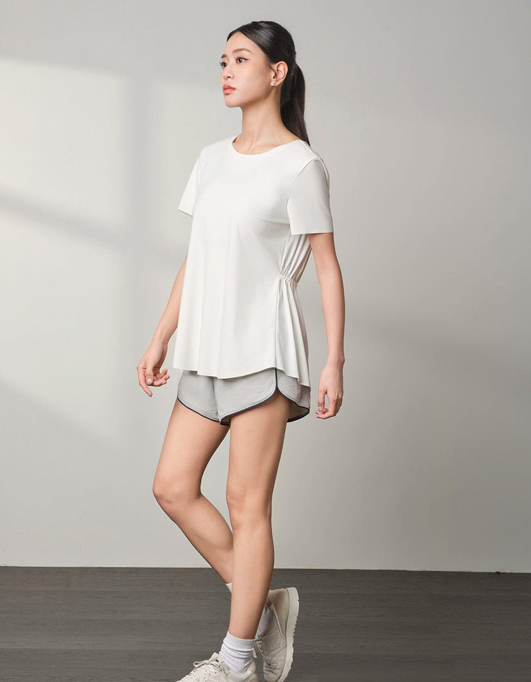 HOW-AIRY Ribbed Short Sleeve Tops Her own words SPORTS 