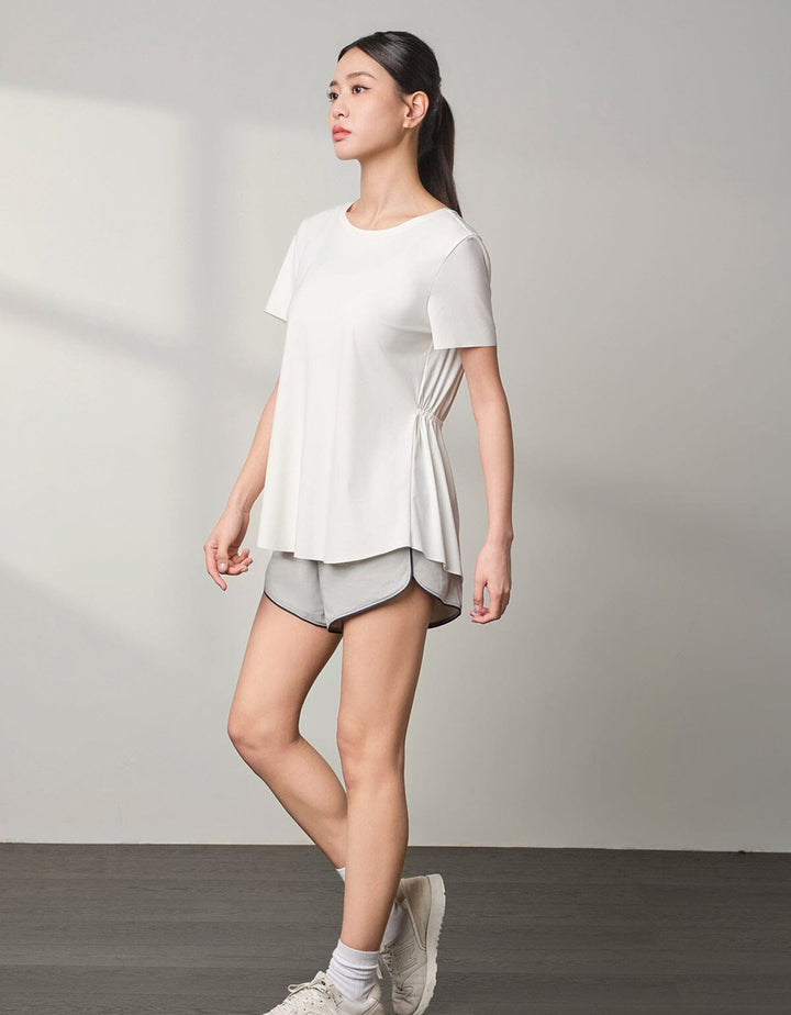 HOW-AIRY Ribbed Short Sleeve Tops Her own words SPORTS 