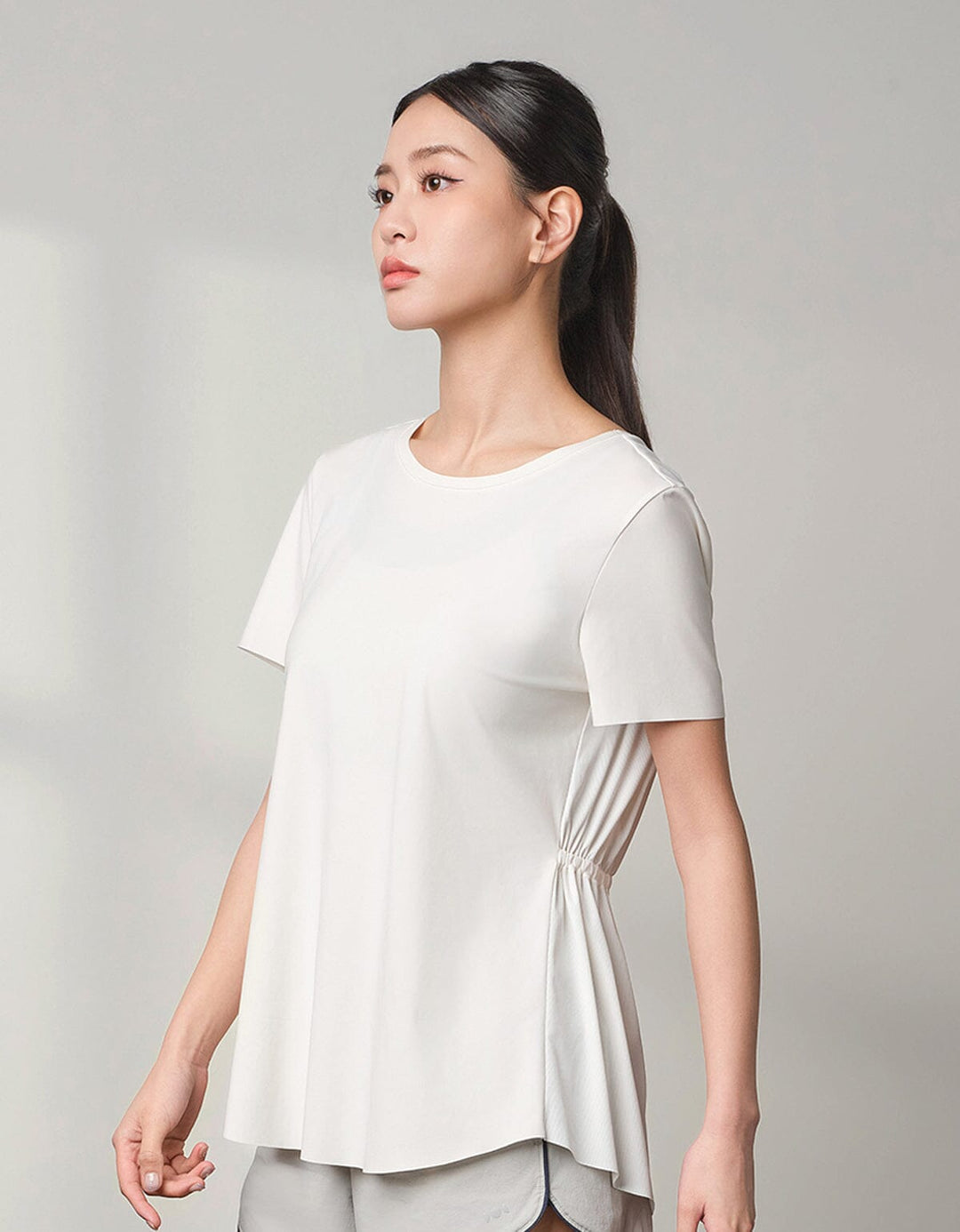 HOW-AIRY Ribbed Short Sleeve Tops Her own words SPORTS Snow White S 