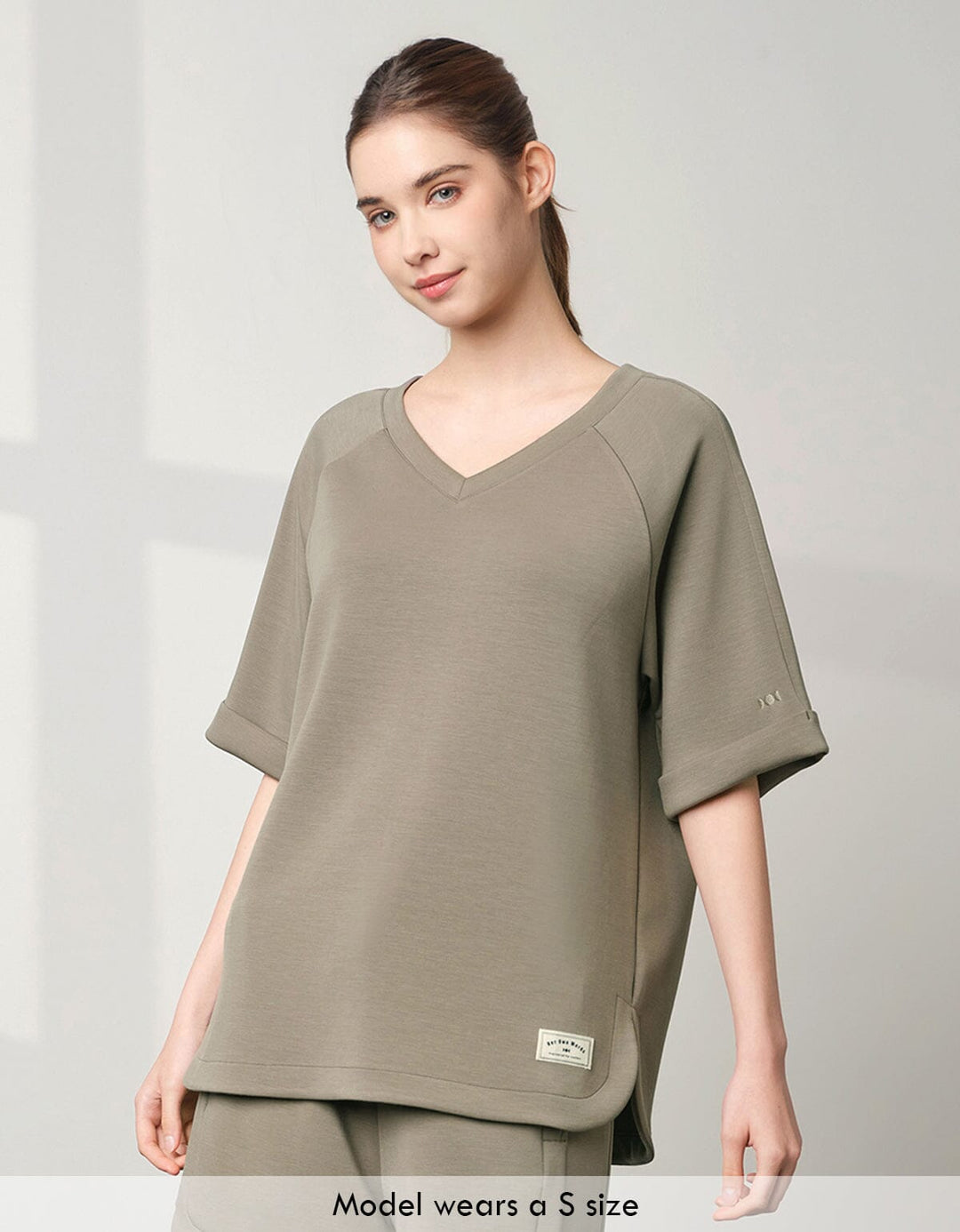 COZY TENCEL Loose V-Neck Oversized Short Sleeve Tops Her own words SPORTS 